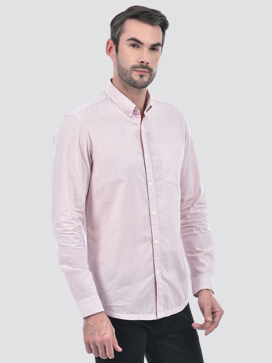 Numero Uno Men Textured Pink Shirt